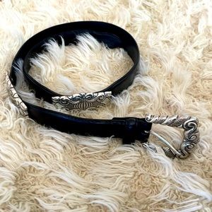 Black Fossil belt with silver accents